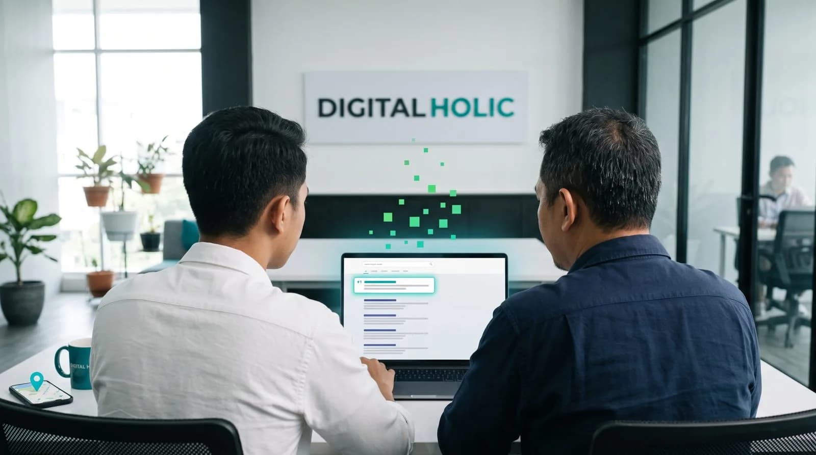 Tim Digital Holic melakukan riset kata kunci lokal untuk bisnis di Google